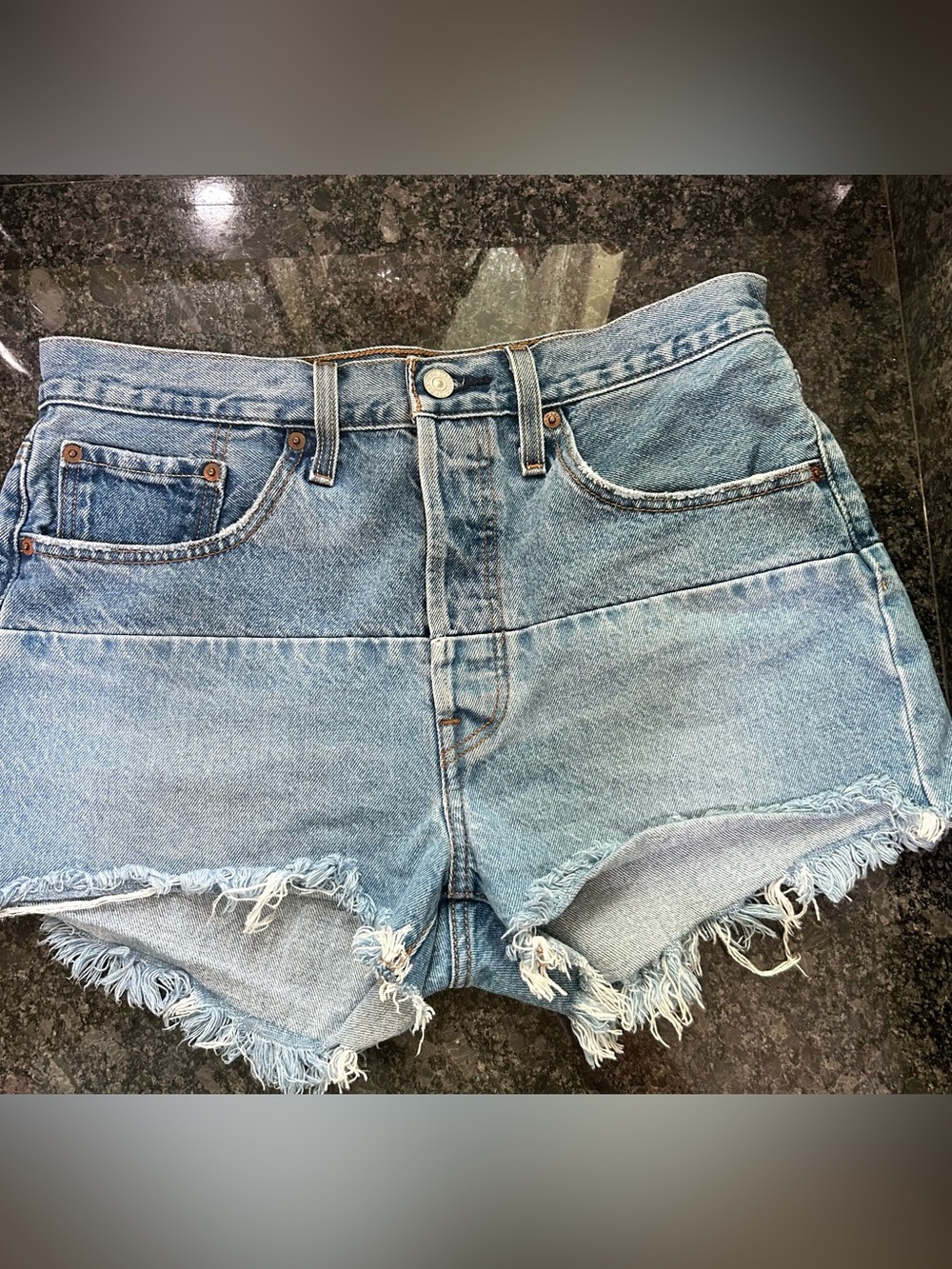 Levi's Light Blue Distressed Denim Shorts